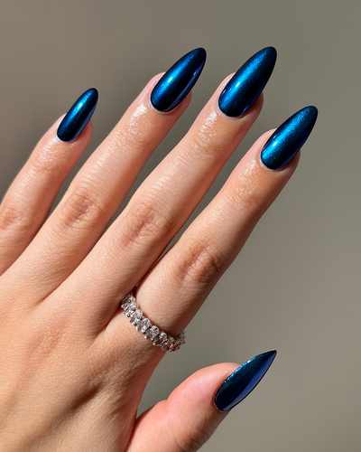 Blue Chrome Mani