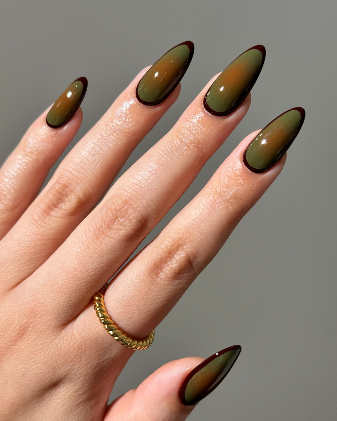 Fall Olive Aura Nails