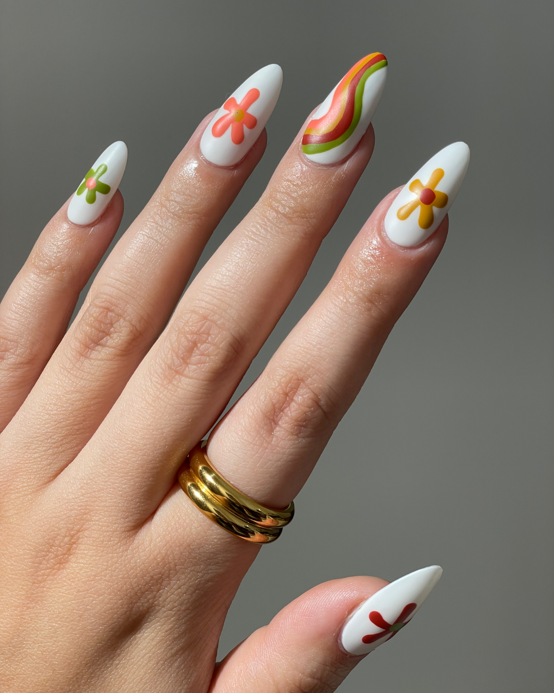 Groovy Floral Matte Mani