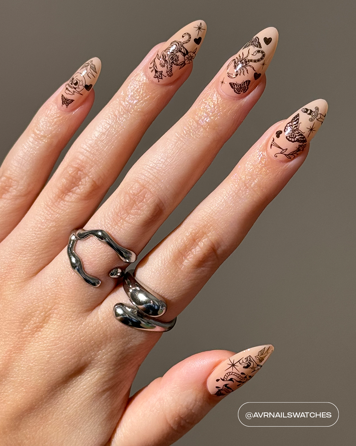 Black Ink Nail Tattoos
