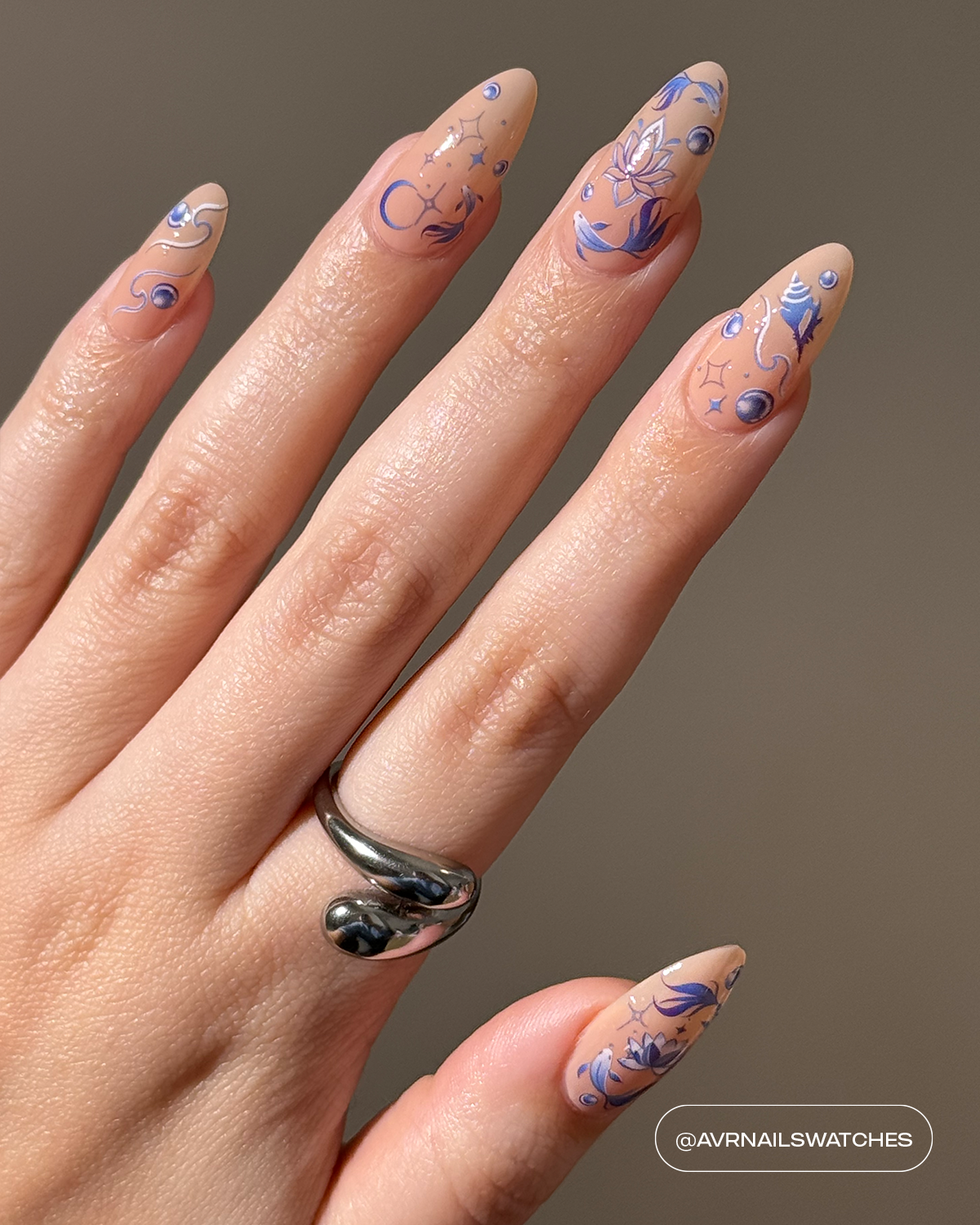 Blue Ink Nail Tattoos