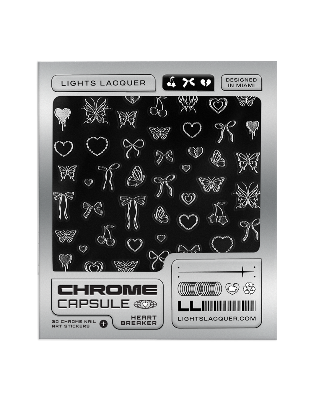 3D Chrome Heart Breaker Nail Stickers