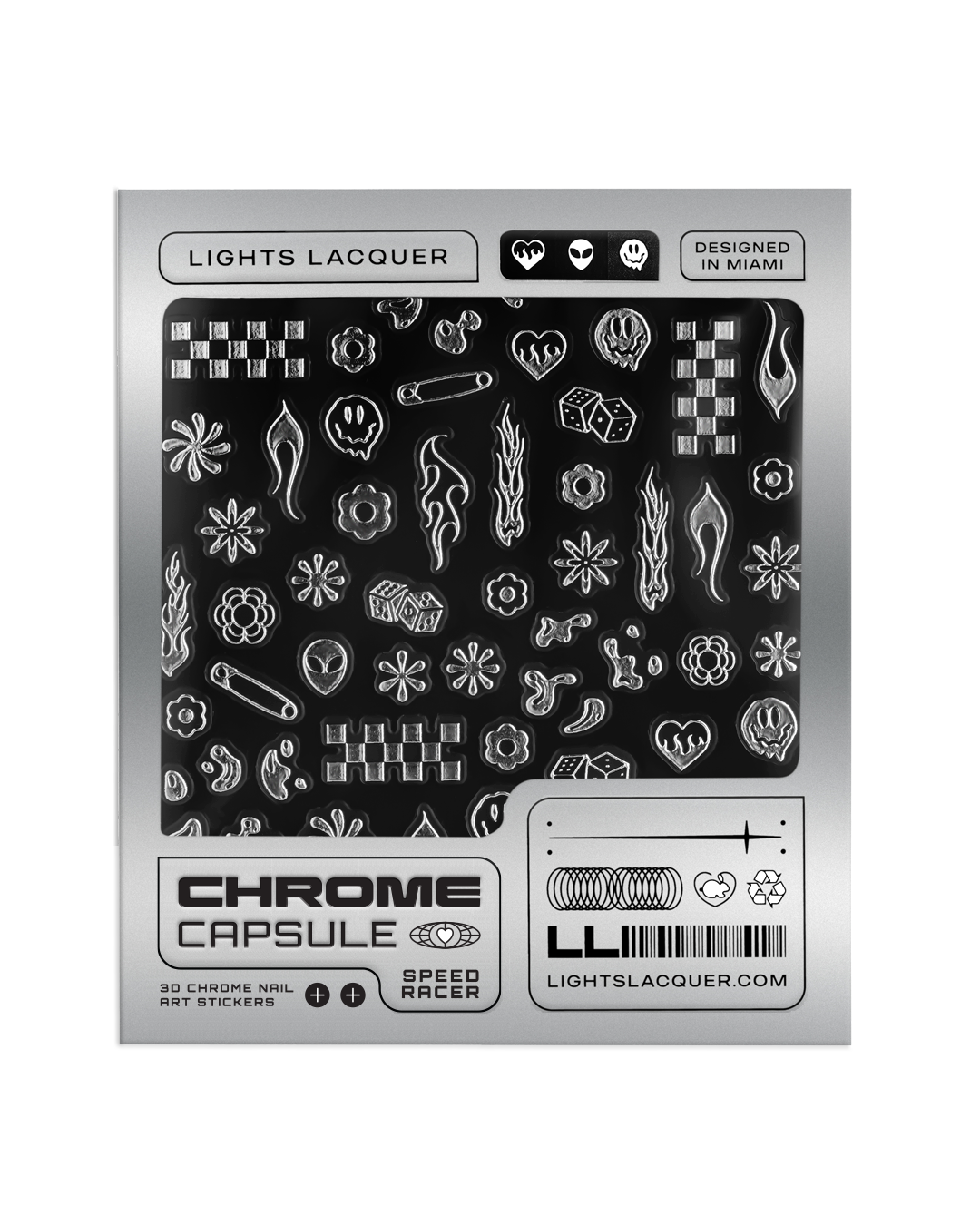 3D Chrome Speed Racer Nail Stickers