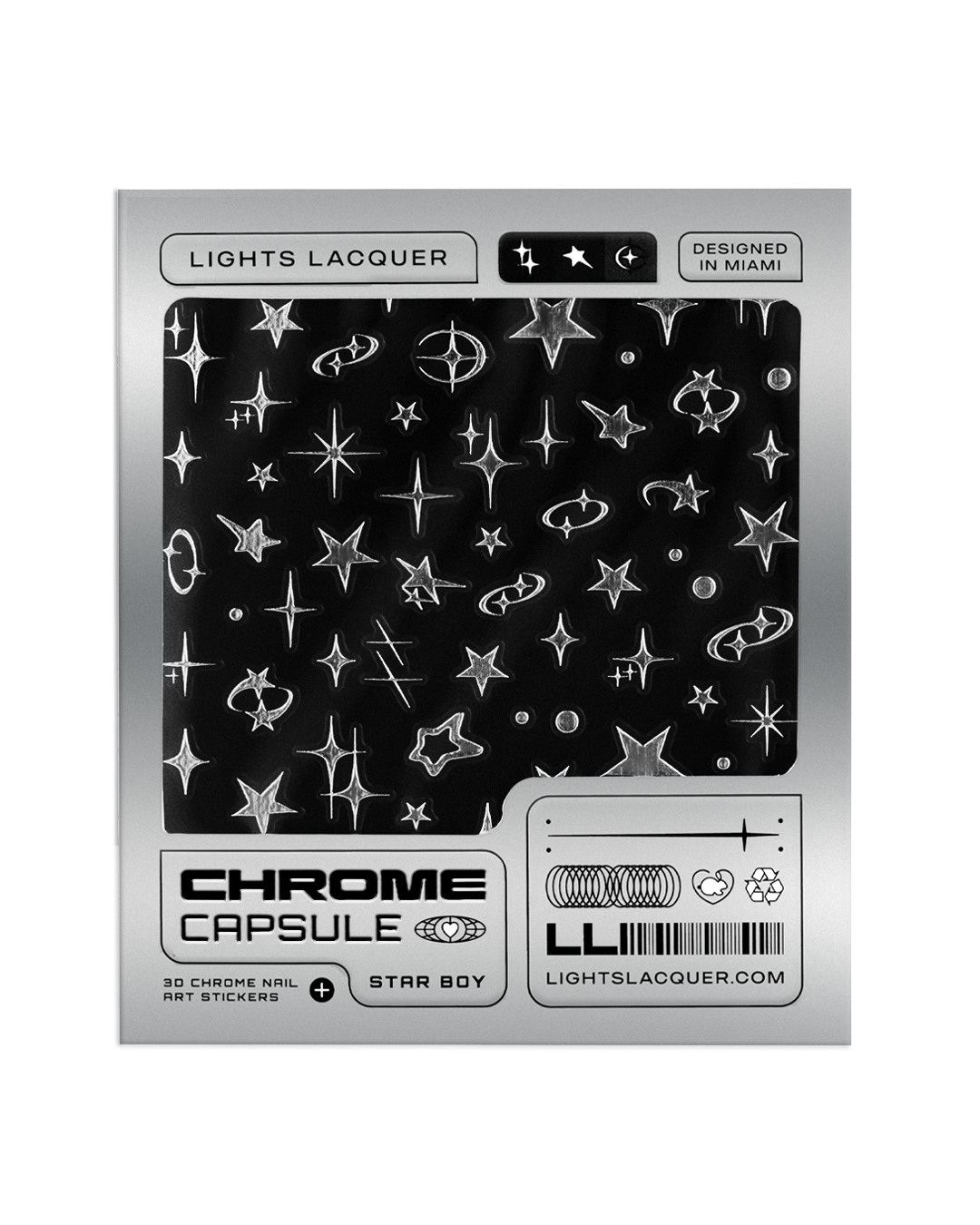 3D Chrome Star Boy Nail Stickers