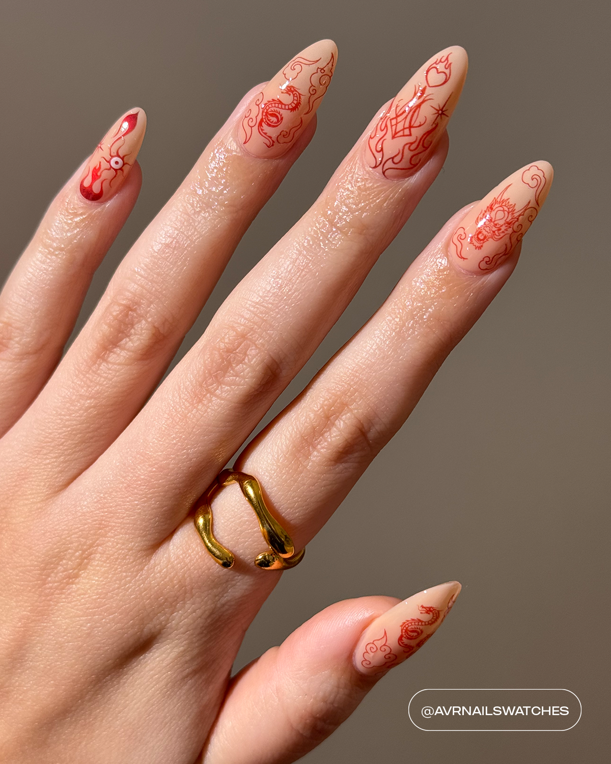 Red Ink Nail Tattoos